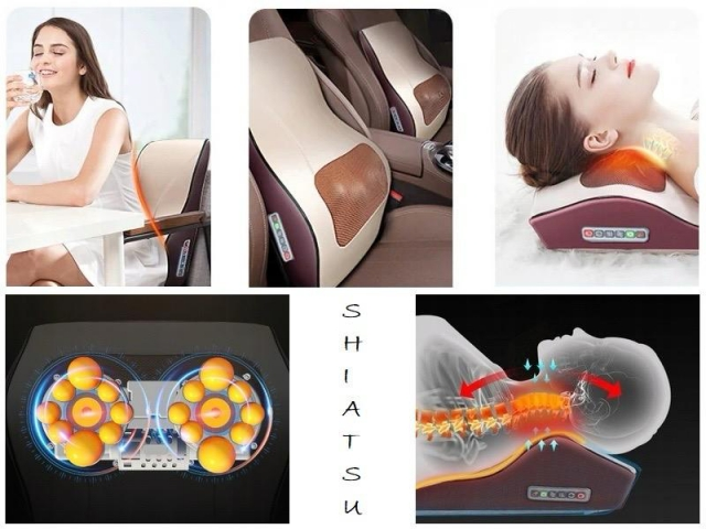 Masażer karku pleców kręgosłupa shiatsu poduszka masująca