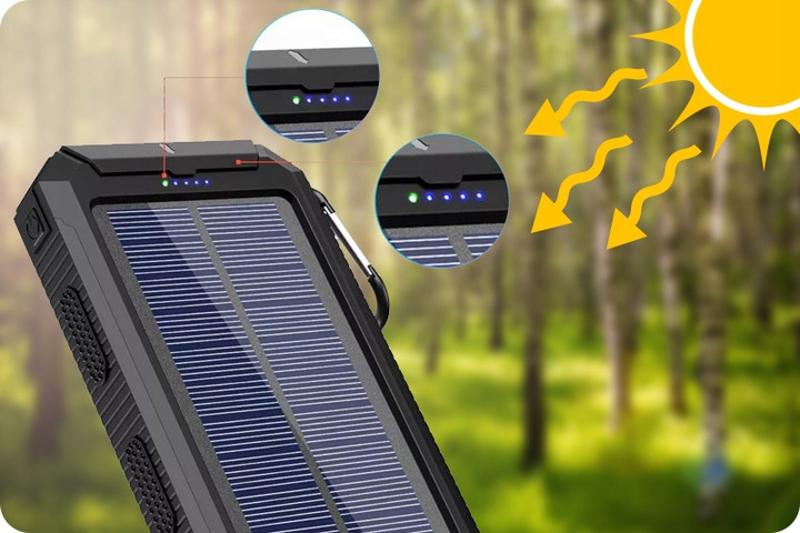 Powerbank zasilany energią słoneczną solarny survival 8000 mAh