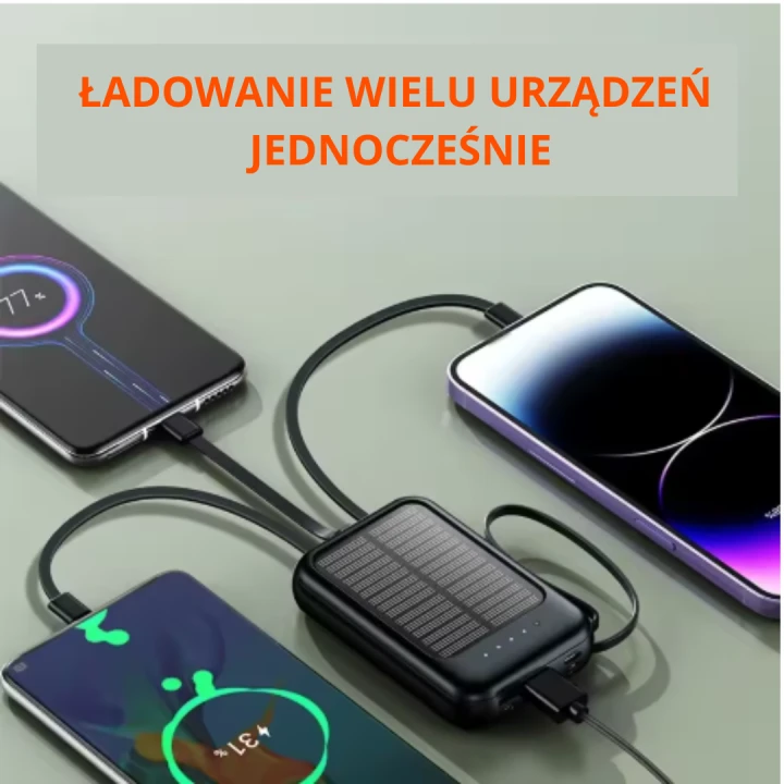 Solarny powerbank 4w1 z latarką LED 10000 mAh