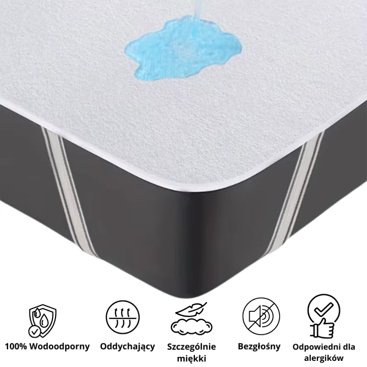 Wodoodporny ochraniacz na materac bawełniany oddychający z membraną TPU 180x200
