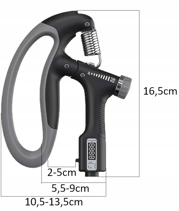Ściskacz gripper z licznikiem ELEKTRONICZNYM regulowany trenażer dłoni rąk 10-100kg