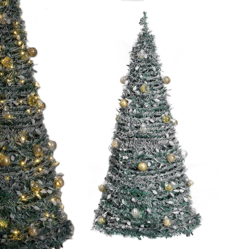 Choinka Świąteczna Udekorowana Ozdobna Gotowa Składana Lampki Bombki 180 cm