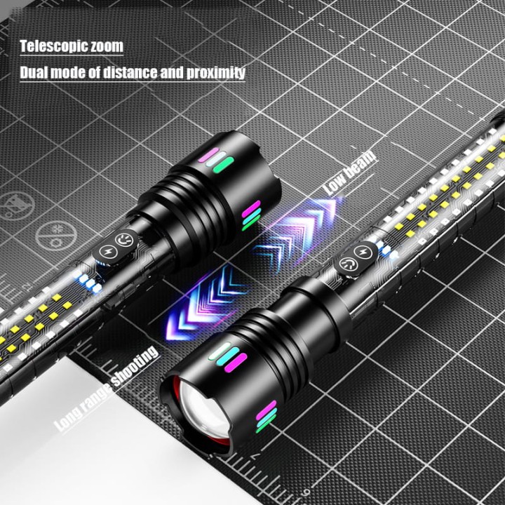 Latarka taktyczna mocna akumulatorowa LED z funkcją POWERBANK Zoom USB C