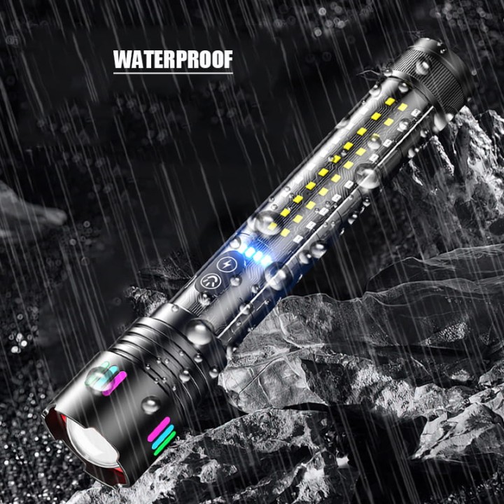 Latarka taktyczna mocna akumulatorowa LED z funkcją POWERBANK Zoom USB C