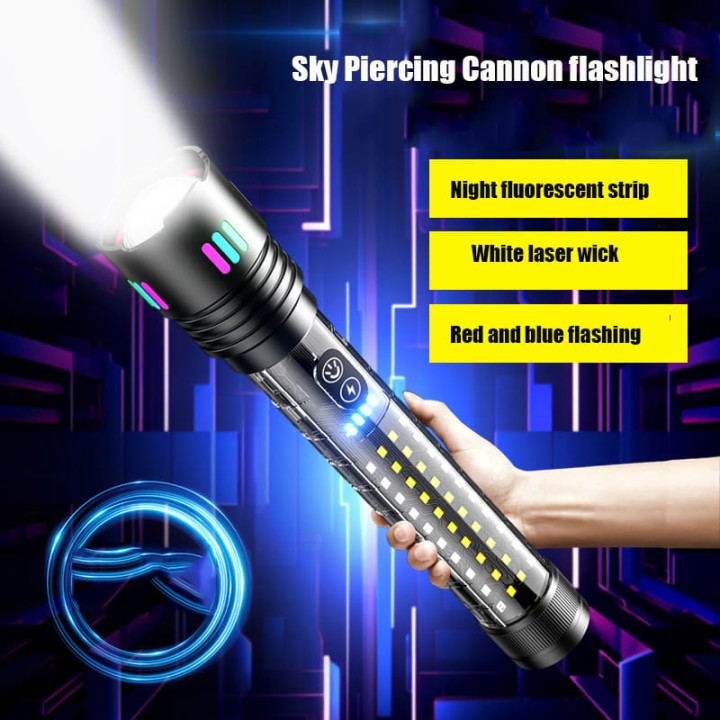 Latarka taktyczna mocna akumulatorowa LED z funkcją POWERBANK Zoom USB C