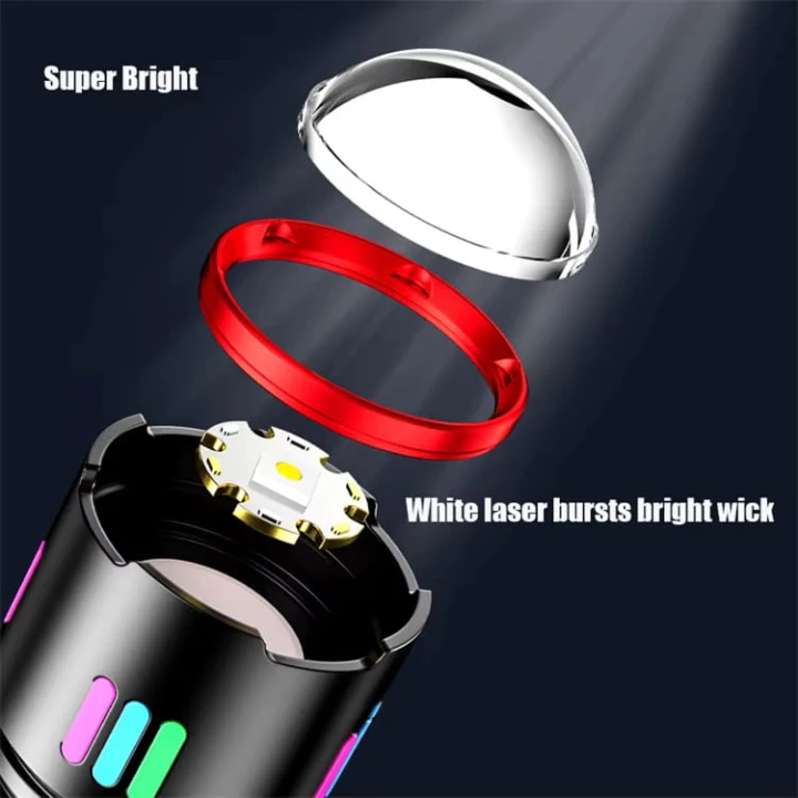 Latarka taktyczna mocna akumulatorowa LED z funkcją POWERBANK Zoom USB C