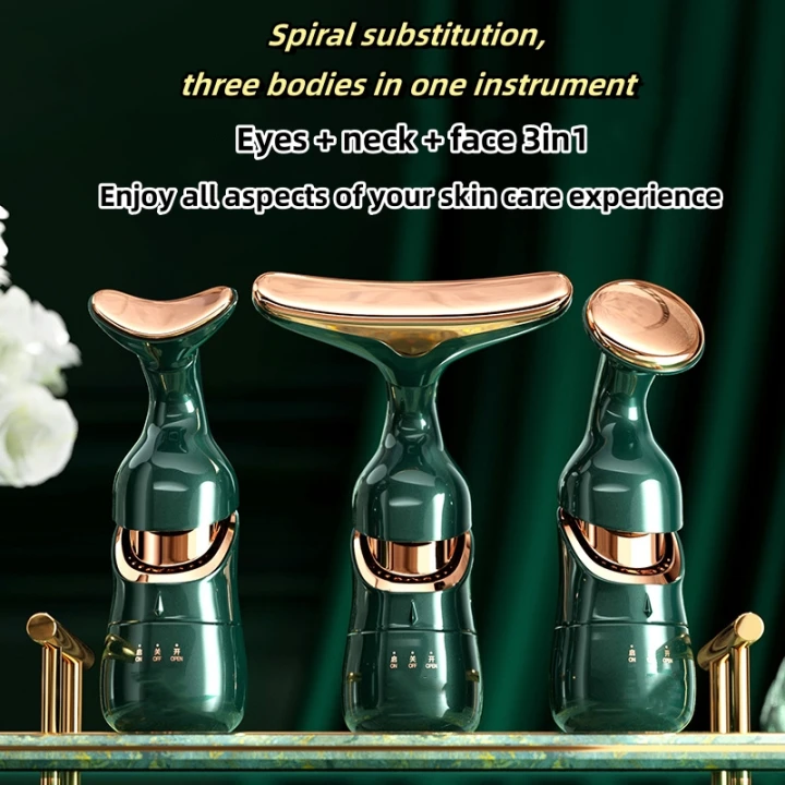 Masażer do twarzy szyi 3w1 ujędrniający upiększający wibracyjny lifting 4D