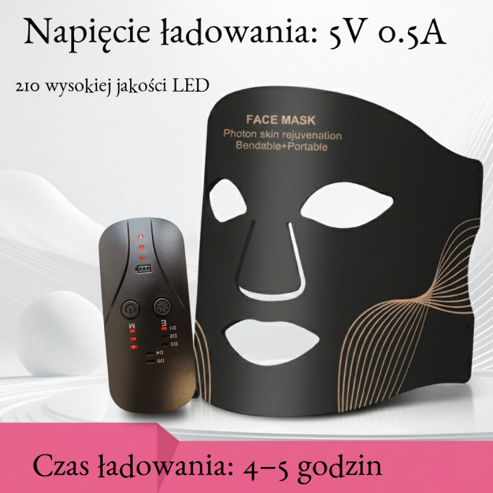 Maska LED na twarz terapia fotonowa 7 kolorów przeciwzmarszczkowa trądzik