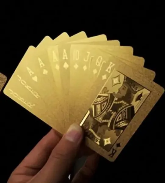 2x złote karty do gry w pokera zestaw do gry talia