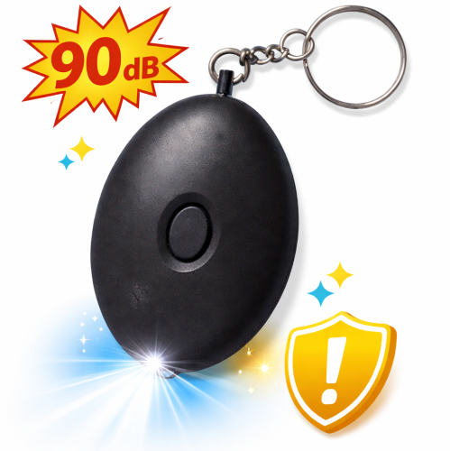 Alarm osobisty 90 dB z latarką LED – brelok bezpieczeństwa do kluczy, głośna syrena alarmowa