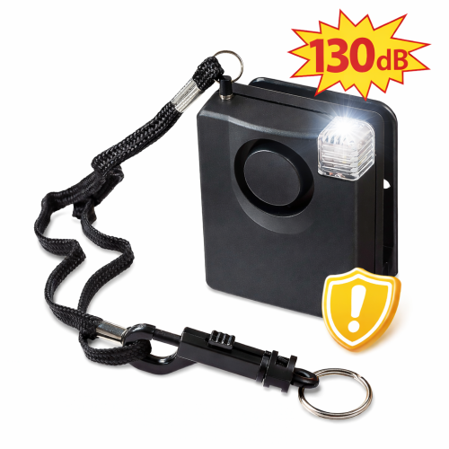 Alarm osobisty z zawleczką – syrena alarmowa 130dB + światło LED