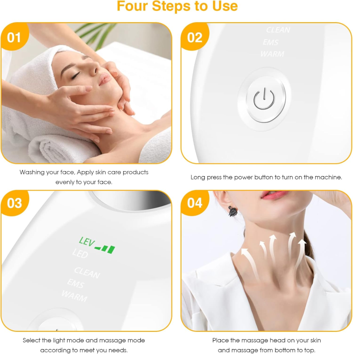 Masażer soniczny EMS do twarzy i szyi LED – lifting, ujędrnianie i regeneracja skóry