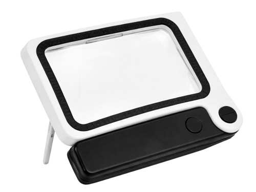Lupa LED 3.5x składana – szkło powiększające do czytania, stojąca, podświetlana