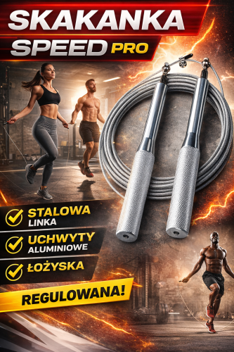 Skakanka SPEED PRO – stalowa, regulowana, aluminiowe uchwyty, łożyska | Crossfit & Fitness