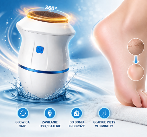 Elektryczny pilnik do pięt USB – frezarka do stóp, tarka do usuwania zrogowaciałego naskórka
