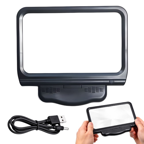 Lupa podświetlana LED do czytania 2,5x – poręczna, 3 tryby światła, ładowanie USB