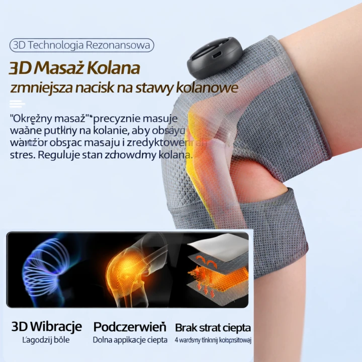Opaska z masażerem i podgrzewaniem na bolące kolana i stawy