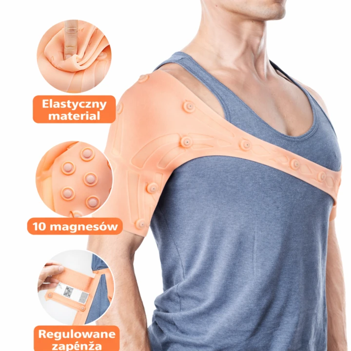 Magnetyczny stabilizator barku – orteza barku z 10 magnesami (regulowana opaska kompresyjna)