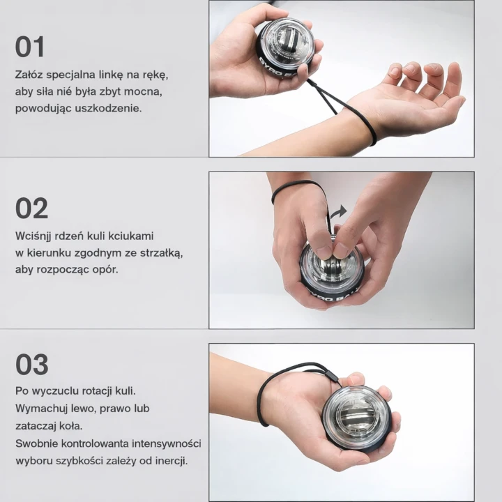 GYRO BALL – kula żyroskopowa do treningu i rehabilitacji nadgarstka