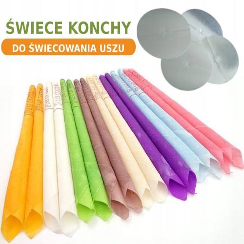 Świece do świecowania uszu KONCHY 16 szt + 4 podstawki | Naturalne i aromatyczne