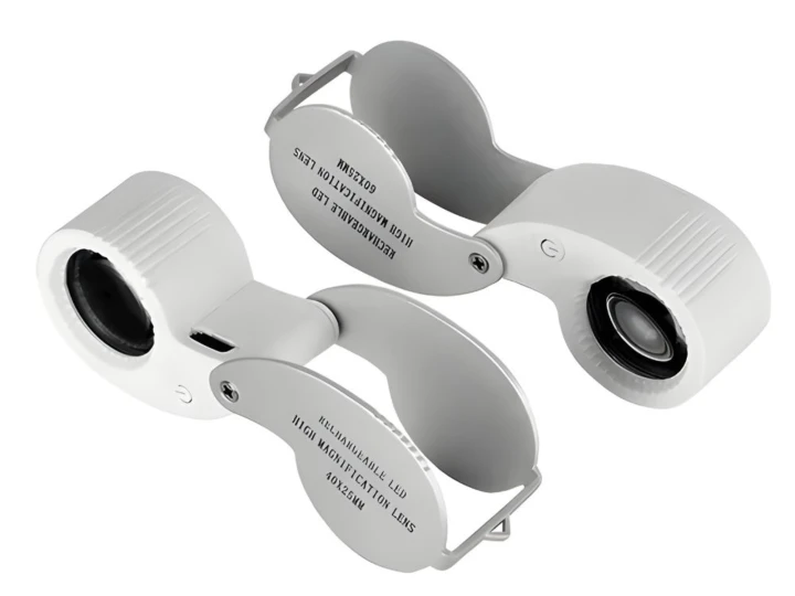 Lupa jubilerska 60x LED UV USB składana – precyzyjna lupa powiększająca premium do czytania i diagnostyki