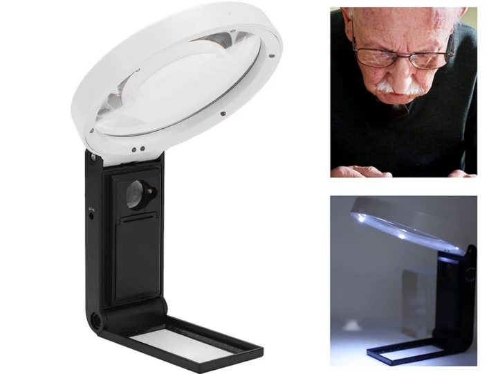 Lupa jubilerska składana 10x / 25x LED + UV ze skalą – precyzyjna lupa inspekcyjna premium
