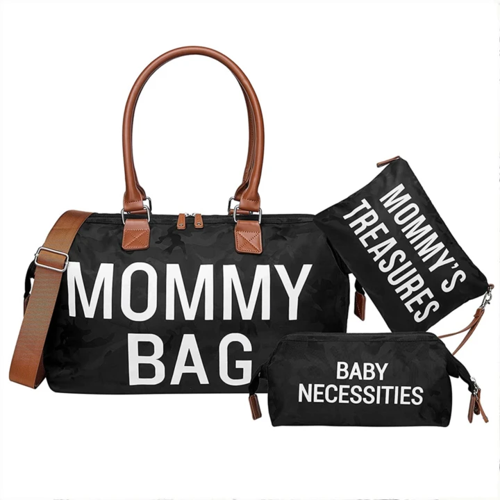 Torba Czarna Mommy Bag – 5w1 Premium Zestaw dla Mamy i Dziecka