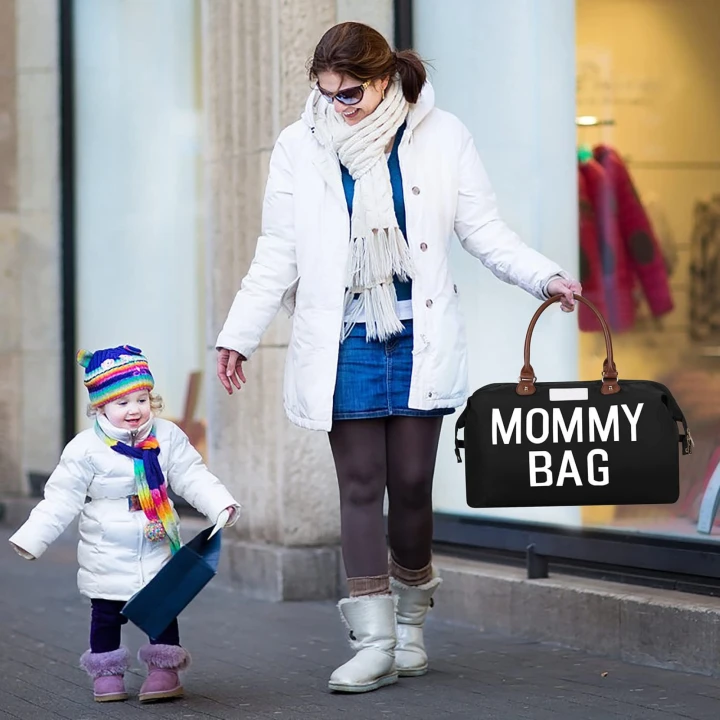 Torba Czarna Mommy Bag – 5w1 Premium Zestaw dla Mamy i Dziecka