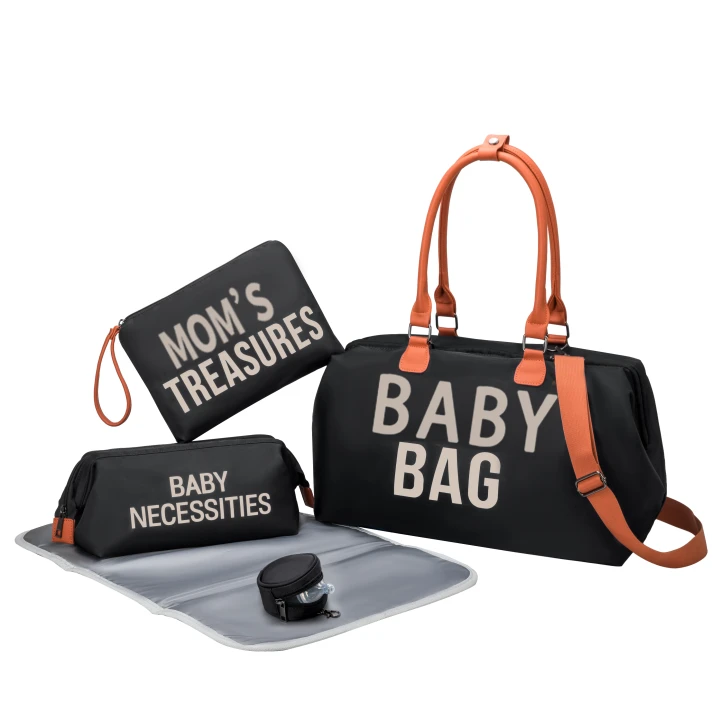 Torba Czarna Mommy Bag – 5w1 Premium Zestaw dla Mamy i Dziecka