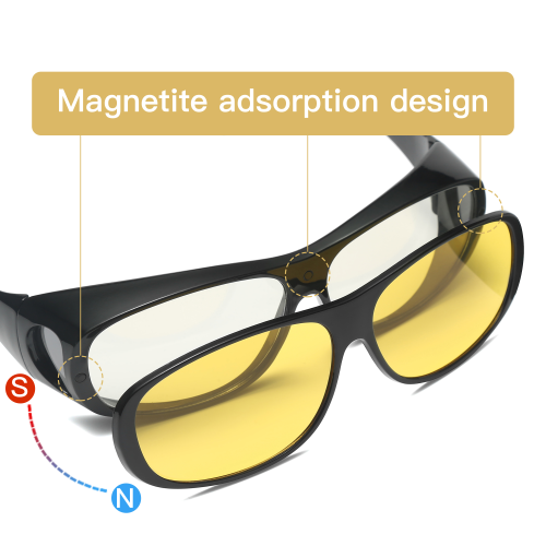 FootService Okulary do jazdy nocnej HD Vision 3w1 – antyodblaskowe, na okulary korekcyjne