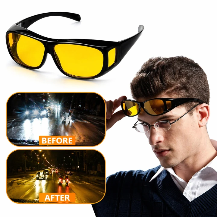 FootService Okulary do jazdy nocnej HD Vision 3w1 – antyodblaskowe, na okulary korekcyjne