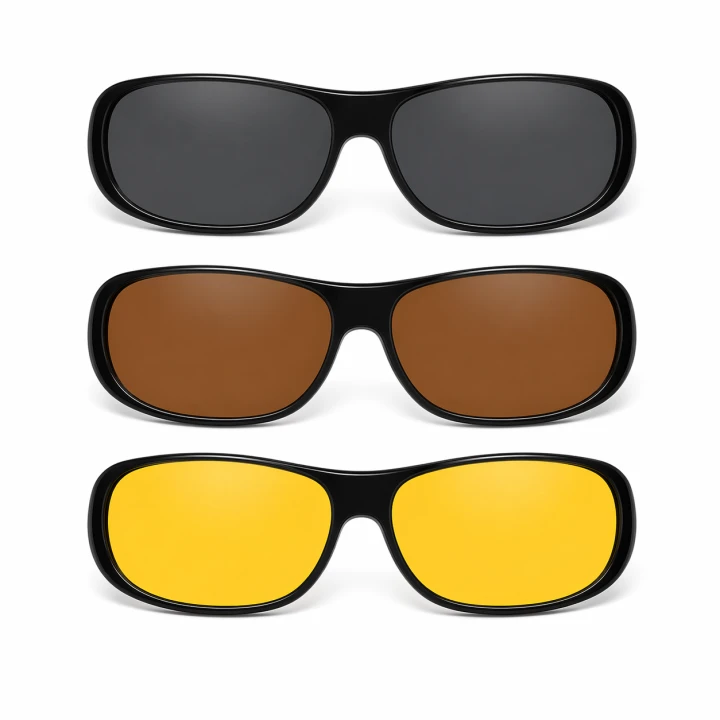 FootService Okulary do jazdy nocnej HD Vision 3w1 – antyodblaskowe, na okulary korekcyjne