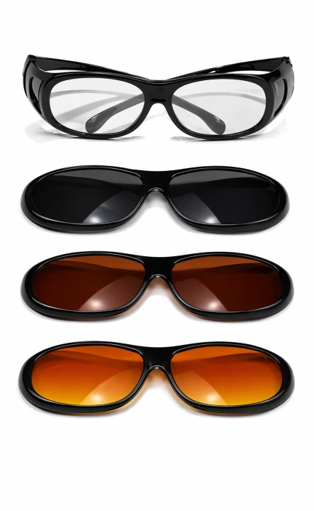 FootService Okulary do jazdy nocnej HD Vision 3w1 – antyodblaskowe, na okulary korekcyjne