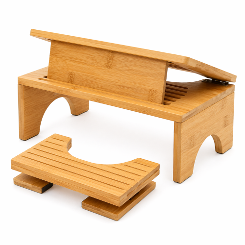 ergonomiczny podnóżek do toalety bambusowy 2w1