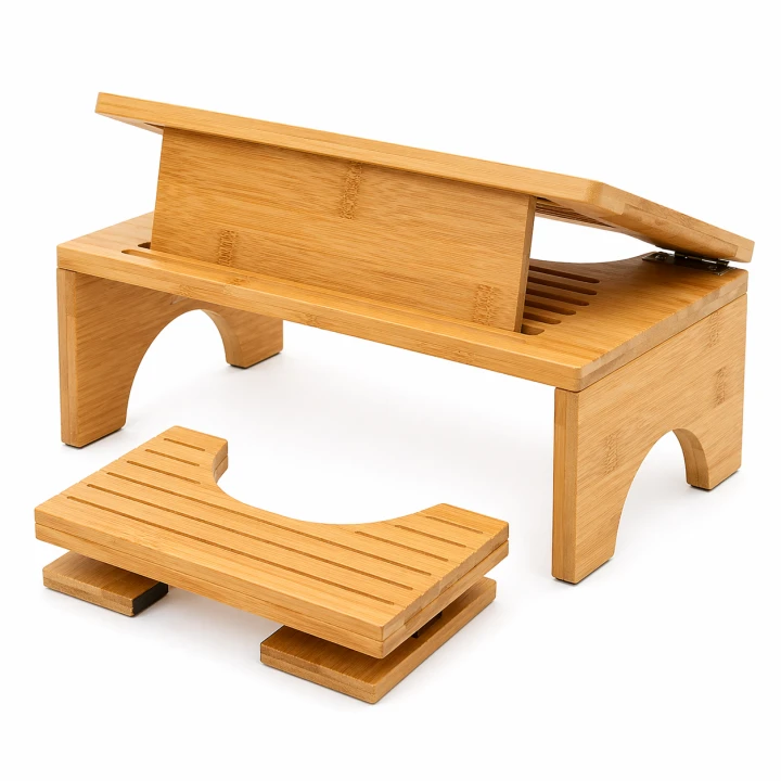 ergonomiczny podnóżek do toalety bambusowy 2w1