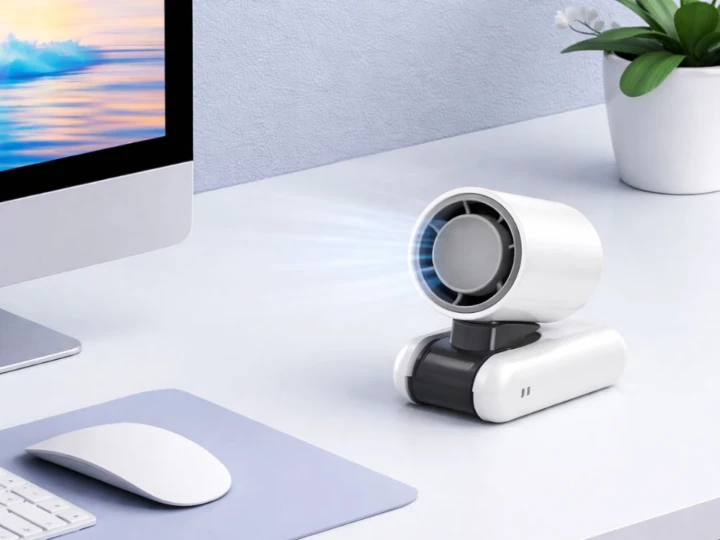 Wiatraczek USB przenośny mini 199 trybów | składany wentylator z latarką LED i wyświetlaczem