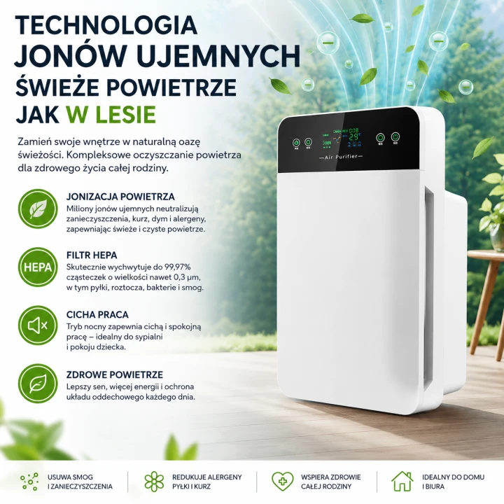Oczyszczacz Powietrza z Filtrem HEPA i Jonizacją – Zdrowe Powietrze Każdego Dnia