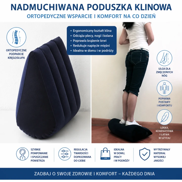 Nadmuchiwana Poduszka Klinowa Ortopedyczna – Komfort, Ulga i Zdrowe Podparcie Kręgosłupa