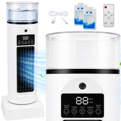 Klimatyzer Wodny Przenośny Kolumnowy Wentylator Biurkowy Nawilżacz 3w1 USB