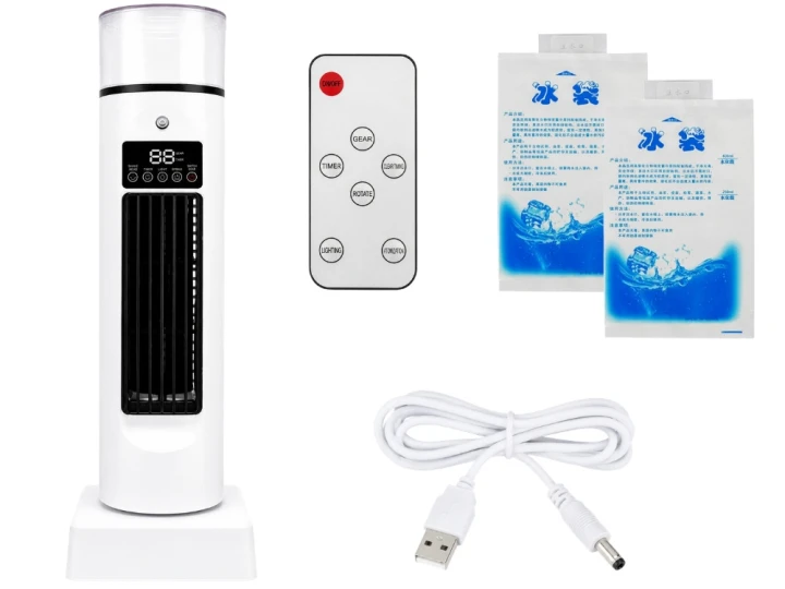 Klimatyzer Wodny Przenośny Kolumnowy Wentylator Biurkowy Nawilżacz 3w1 USB