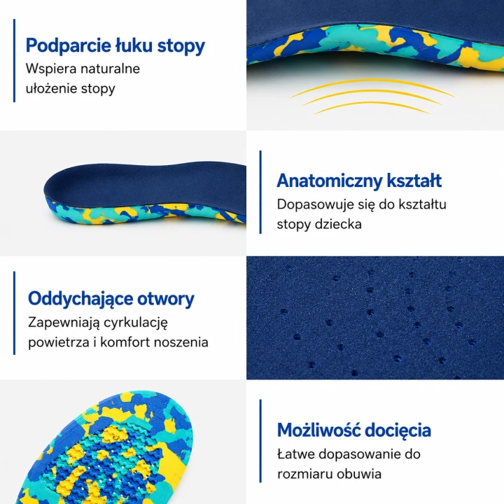 Wkładki ortopedyczne supinujące dla dzieci EVA z podparciem łuku stopy i amortyzacją – Foot Service