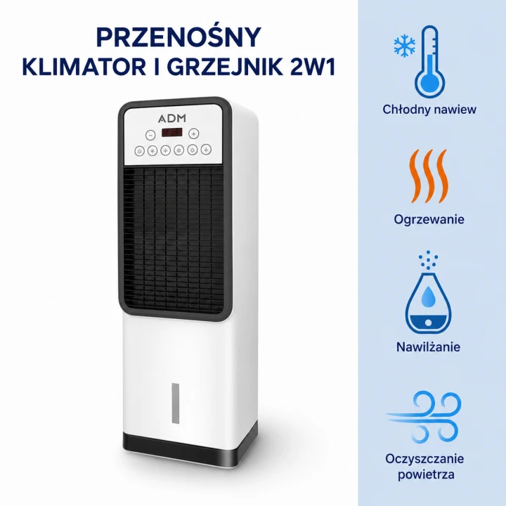 Klimator i grzejnik ADM 1800 W do domu i biura