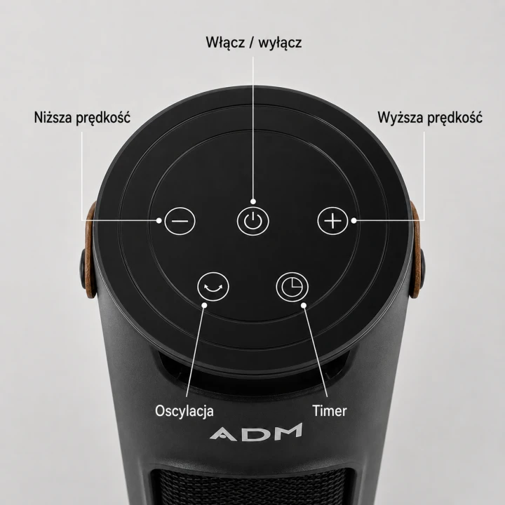 Wentylator z funkcją ogrzewania i chłodnego nawiewu 1500 W czarny LED z pilotem
