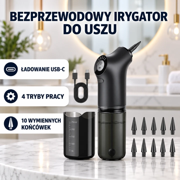 Zestaw irygatora do uszu z miarką i przewodem USB-C
