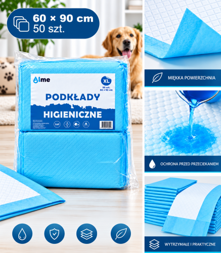 Podkłady higieniczne XL 60 × 90 cm – 50 szt. – 6-warstwowe maty chłonne FootService