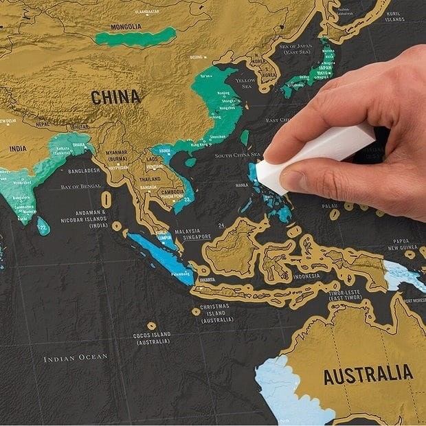 mapa świata podróżnika do zdrapka