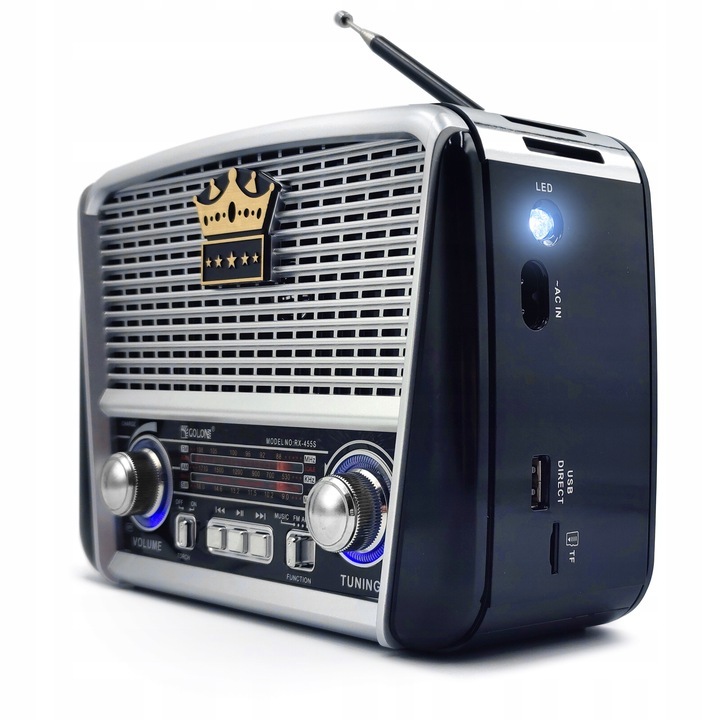 Radio kuchenne przenośne SOLARne akumulator latarka USB BT czarne
