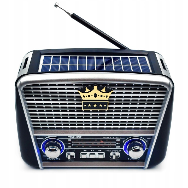 Radio kuchenne przenośne SOLARne akumulator latarka USB BT czarne
