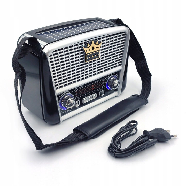 Radio kuchenne przenośne SOLARne akumulator latarka USB BT czarne