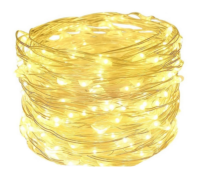 Lampki druciki dekoracyjne choinkowe 100 Led 10 m ciepły biały na baterie